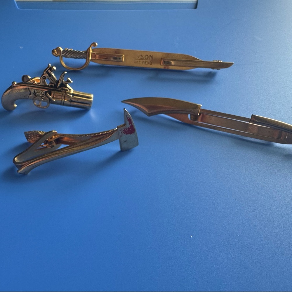Gold and Silver Novelty Tie Clips Set